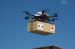 Minidrone delivers a parcel